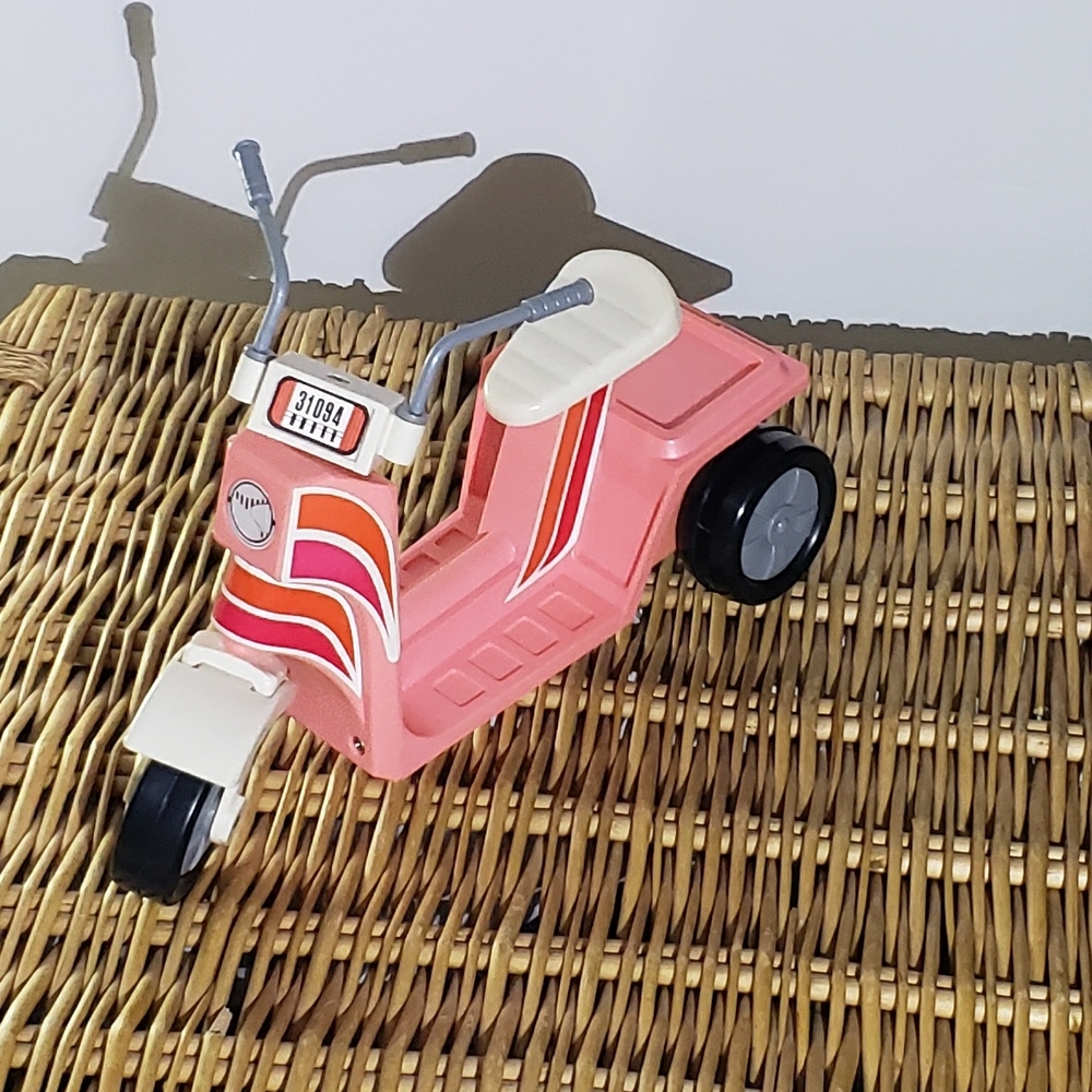 Vintage Pink And White Barbie Toy Scooter